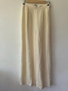 Ciasport VTG Silk Pants Womens 8 Cream Wide Leg Pleats NWT Luxe Old Money CBK